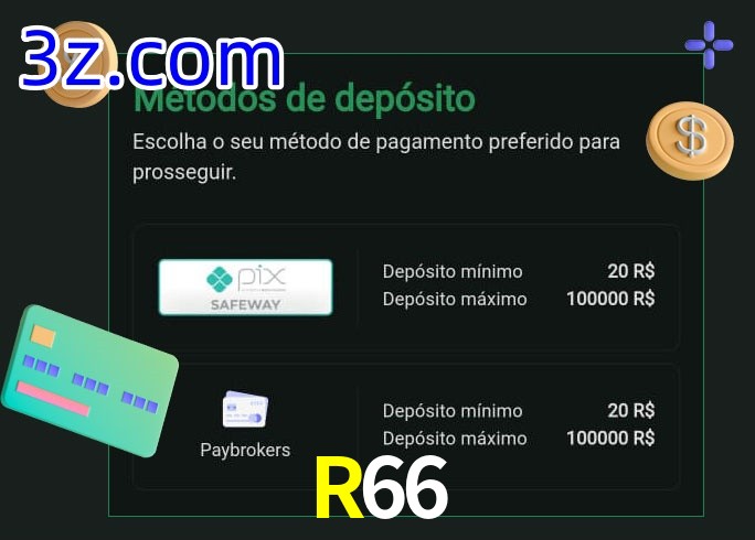 O cassino R66 oferece uma grande variedade de métodos de pagamento